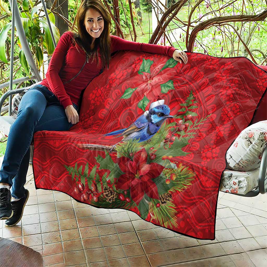 Aussie Superb Fairywren Bird Quilt Aboriginal Inspired Christmas - Aussie Hoodie
