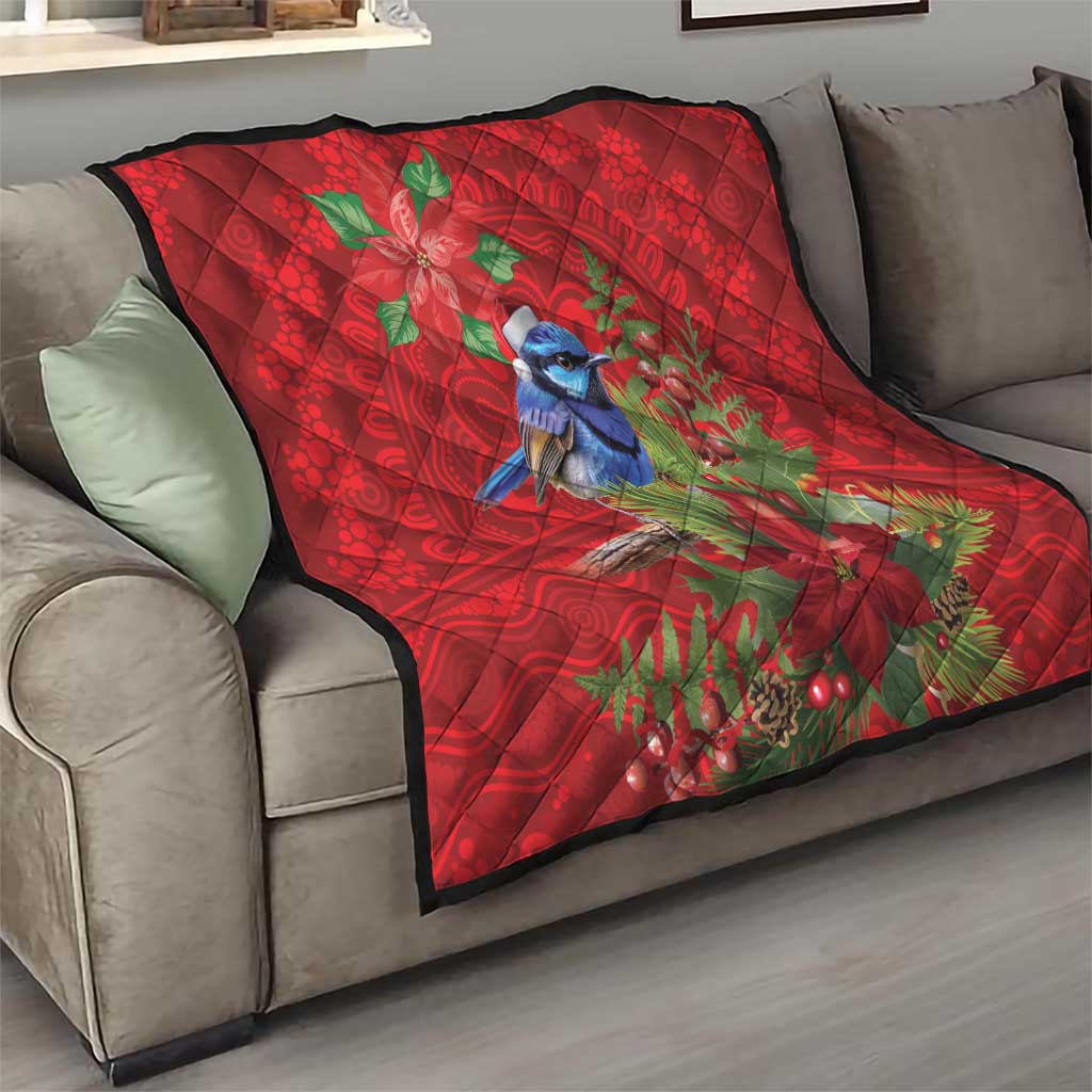 Aussie Superb Fairywren Bird Quilt Aboriginal Inspired Christmas - Aussie Hoodie
