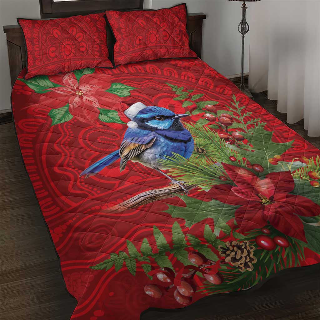 Aussie Superb Fairywren Bird Quilt Bed Set Aboriginal Inspired Christmas - Aussie Hoodie