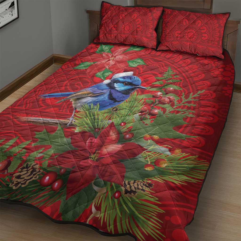 Aussie Superb Fairywren Bird Quilt Bed Set Aboriginal Inspired Christmas - Aussie Hoodie