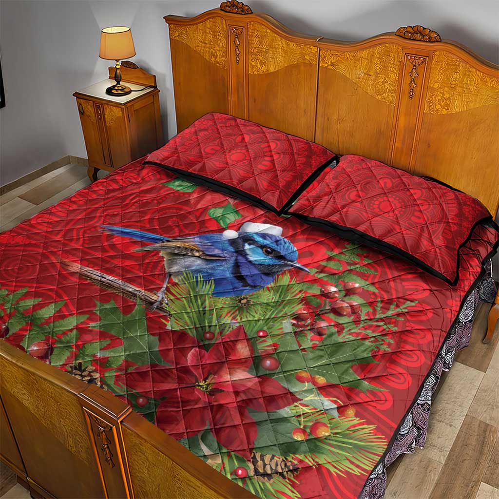 Aussie Superb Fairywren Bird Quilt Bed Set Aboriginal Inspired Christmas - Aussie Hoodie