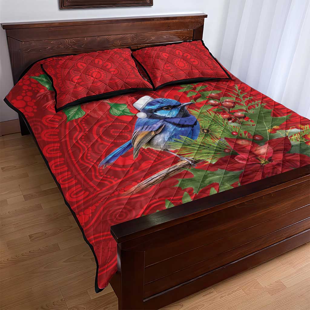 Aussie Superb Fairywren Bird Quilt Bed Set Aboriginal Inspired Christmas - Aussie Hoodie