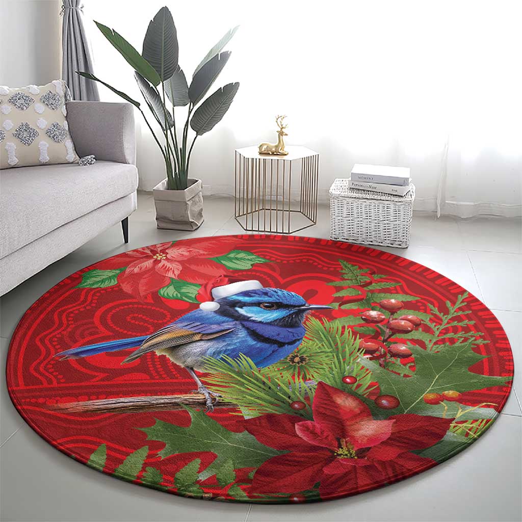 Aussie Superb Fairywren Bird Round Carpet Aboriginal Inspired Christmas - Aussie Hoodie