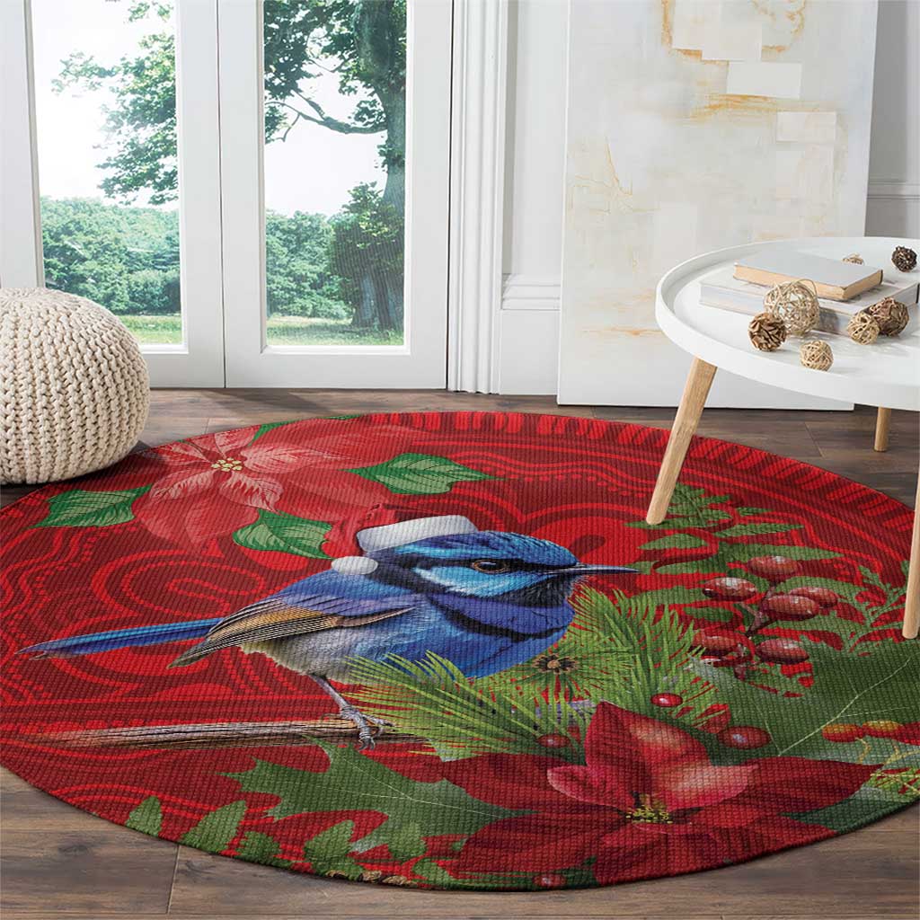 Aussie Superb Fairywren Bird Round Carpet Aboriginal Inspired Christmas - Aussie Hoodie