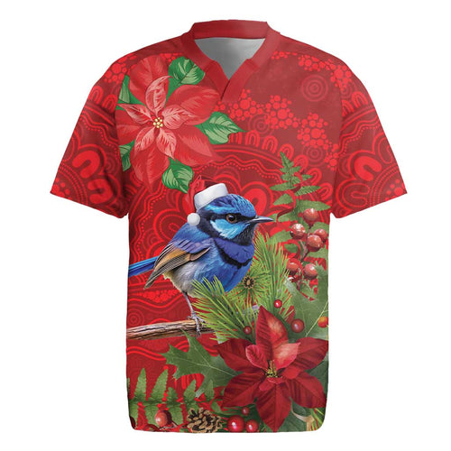 Aussie Superb Fairywren Bird Rugby Jersey Aboriginal Inspired Christmas - Aussie Hoodie