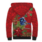 Aussie Superb Fairywren Bird Sherpa Hoodie Aboriginal Inspired Christmas - Aussie Hoodie