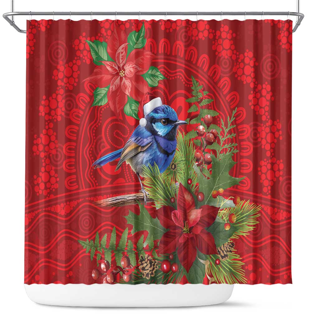 Aussie Superb Fairywren Bird Shower Curtain Aboriginal Inspired Christmas - Aussie Hoodie