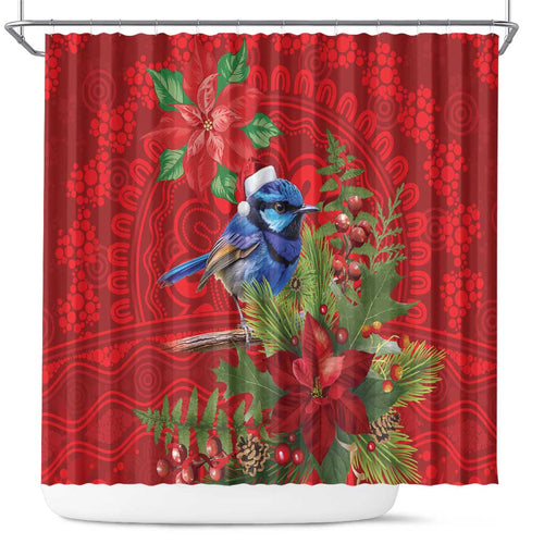 Aussie Superb Fairywren Bird Shower Curtain Aboriginal Inspired Christmas - Aussie Hoodie