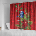 Aussie Superb Fairywren Bird Shower Curtain Aboriginal Inspired Christmas - Aussie Hoodie