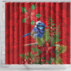 Aussie Superb Fairywren Bird Shower Curtain Aboriginal Inspired Christmas - Aussie Hoodie