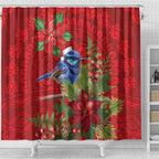 Aussie Superb Fairywren Bird Shower Curtain Aboriginal Inspired Christmas - Aussie Hoodie