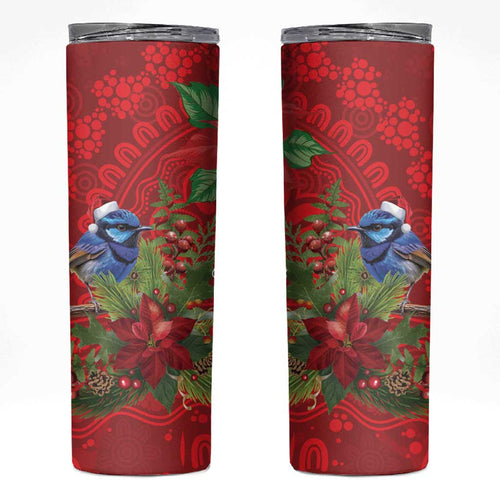 Aussie Superb Fairywren Bird Skinny Tumbler Aboriginal Inspired Christmas - Aussie Hoodie