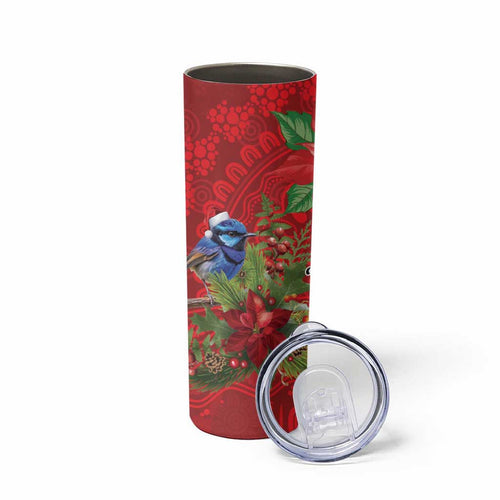 Aussie Superb Fairywren Bird Skinny Tumbler Aboriginal Inspired Christmas - Aussie Hoodie