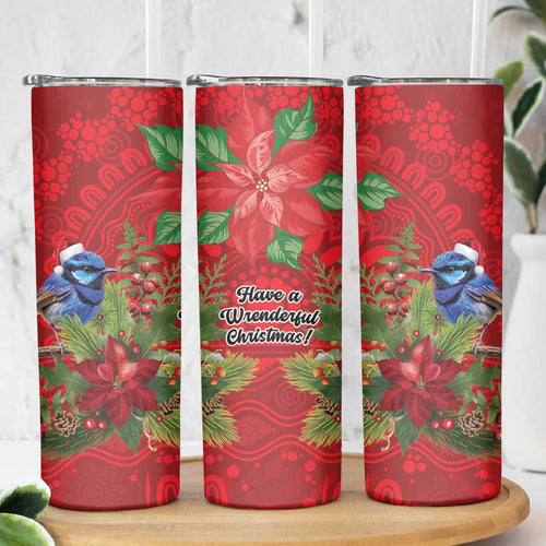 Aussie Superb Fairywren Bird Skinny Tumbler Aboriginal Inspired Christmas - Aussie Hoodie