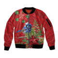 Aussie Superb Fairywren Bird Sleeve Zip Bomber Jacket Aboriginal Inspired Christmas - Aussie Hoodie