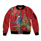 Aussie Superb Fairywren Bird Sleeve Zip Bomber Jacket Aboriginal Inspired Christmas - Aussie Hoodie