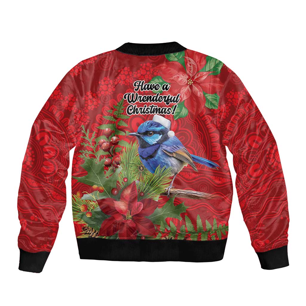 Aussie Superb Fairywren Bird Sleeve Zip Bomber Jacket Aboriginal Inspired Christmas - Aussie Hoodie