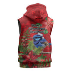 Aussie Superb Fairywren Bird Sleeveless Hoodie Aboriginal Inspired Christmas - Aussie Hoodie