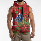 Aussie Superb Fairywren Bird Sleeveless Hoodie Aboriginal Inspired Christmas - Aussie Hoodie