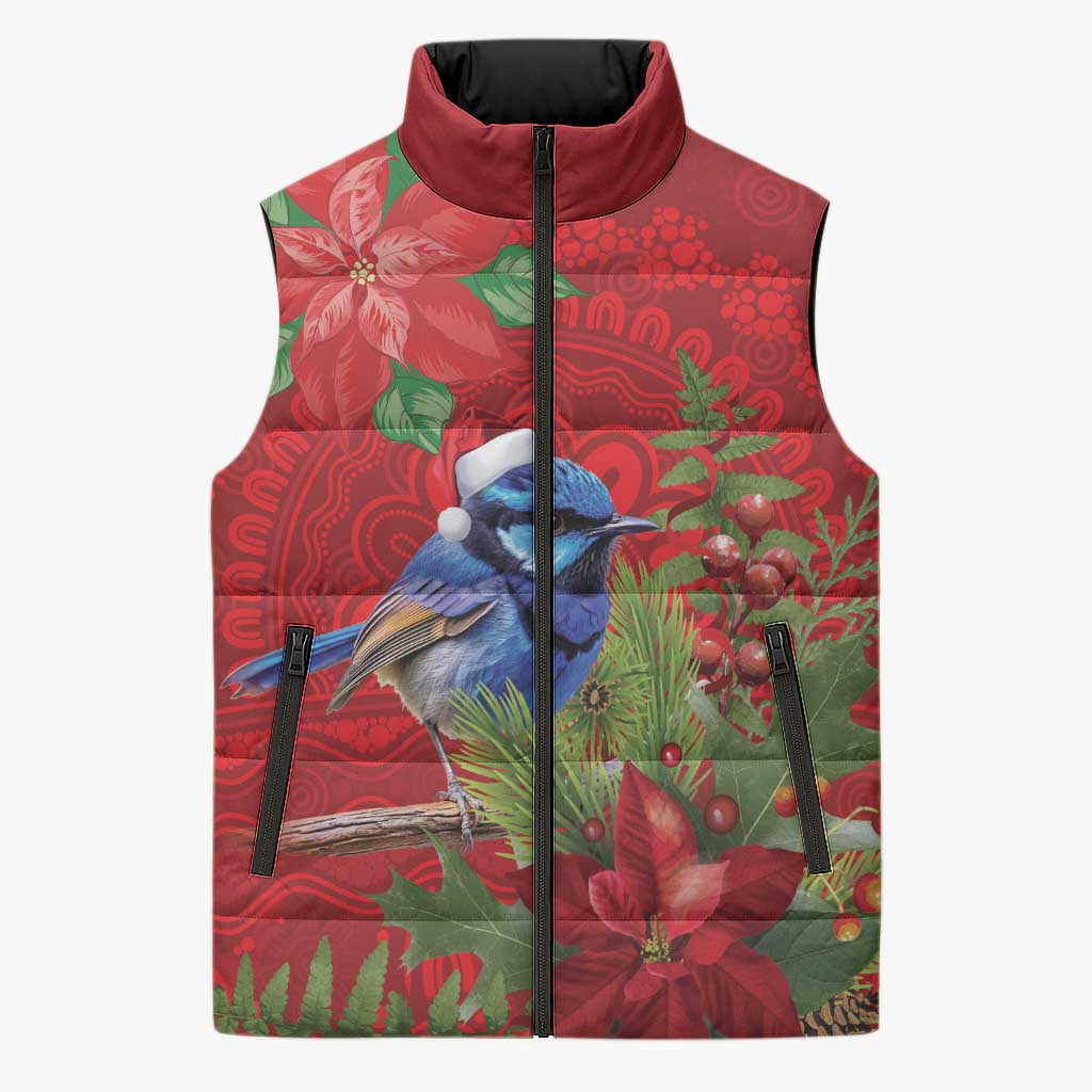 Aussie Superb Fairywren Bird Sleeveless Puffer Jacket Aboriginal Inspired Christmas - Aussie Hoodie