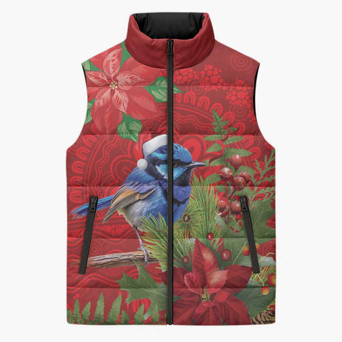 Aussie Superb Fairywren Bird Sleeveless Puffer Jacket Aboriginal Inspired Christmas - Aussie Hoodie