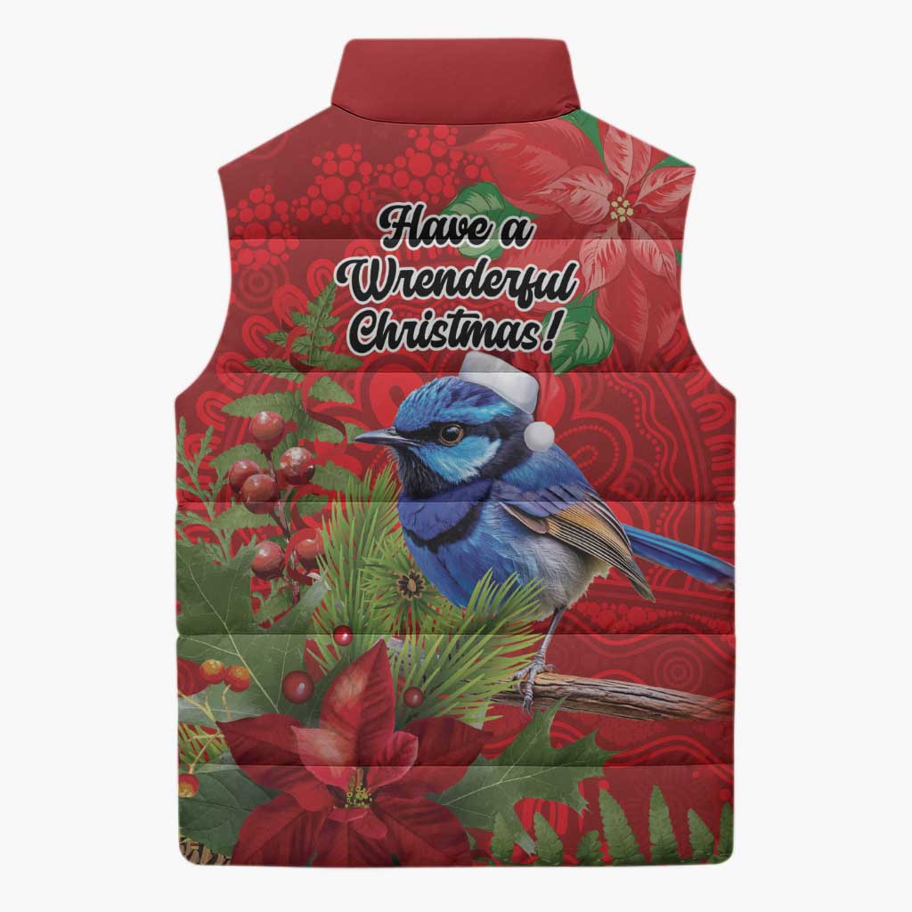 Aussie Superb Fairywren Bird Sleeveless Puffer Jacket Aboriginal Inspired Christmas - Aussie Hoodie