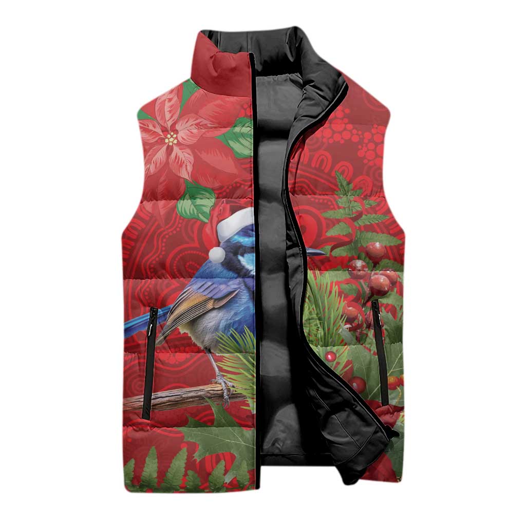 Aussie Superb Fairywren Bird Sleeveless Puffer Jacket Aboriginal Inspired Christmas - Aussie Hoodie