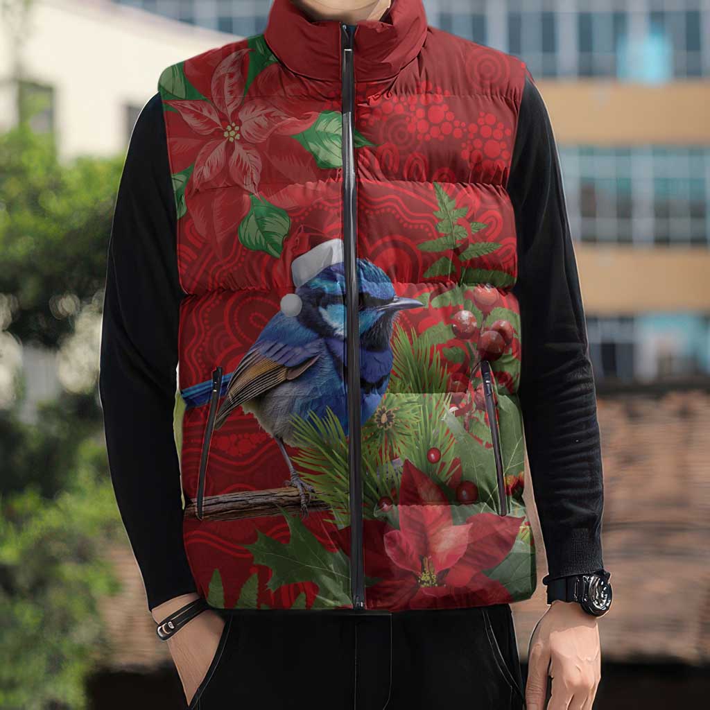 Aussie Superb Fairywren Bird Sleeveless Puffer Jacket Aboriginal Inspired Christmas - Aussie Hoodie