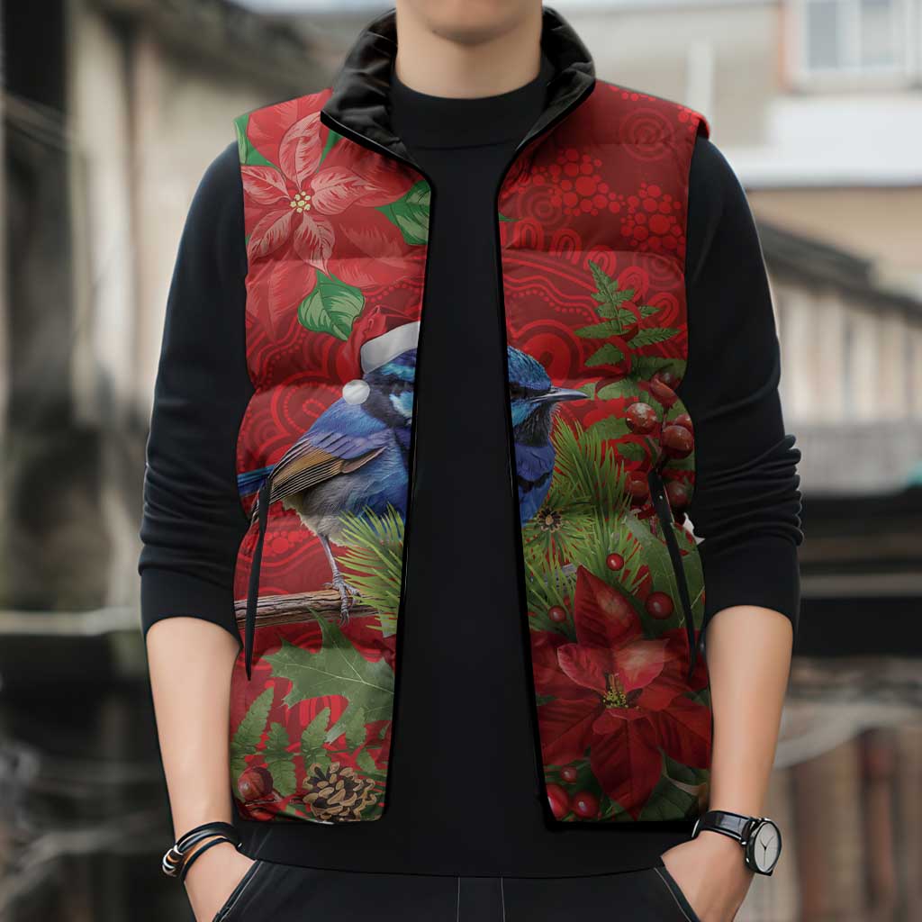 Aussie Superb Fairywren Bird Sleeveless Puffer Jacket Aboriginal Inspired Christmas - Aussie Hoodie