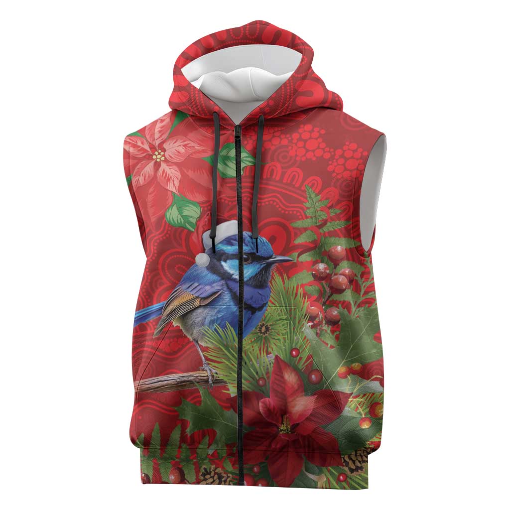 Aussie Superb Fairywren Bird Sleeveless Zip Hoodie Aboriginal Inspired Christmas LT9
