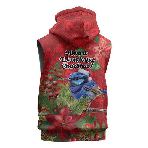Aussie Superb Fairywren Bird Sleeveless Zip Hoodie Aboriginal Inspired Christmas LT9