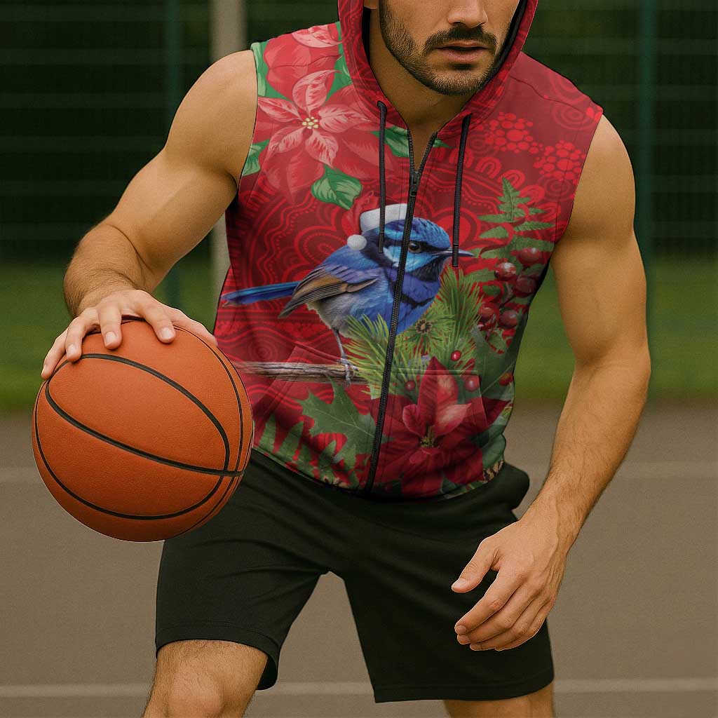Aussie Superb Fairywren Bird Sleeveless Zip Hoodie Aboriginal Inspired Christmas LT9