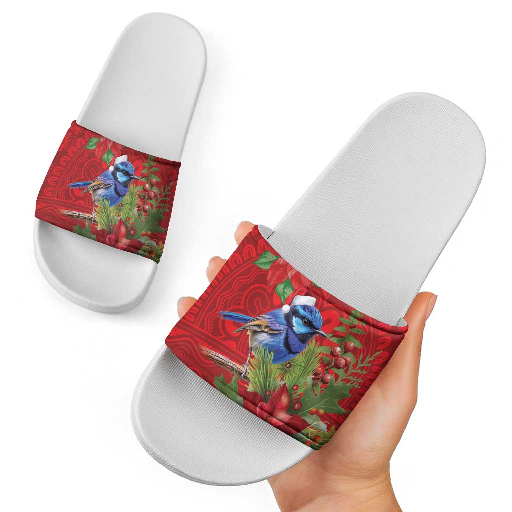 Aussie Superb Fairywren Bird Slide Sandals Aboriginal Inspired Christmas - Aussie Hoodie