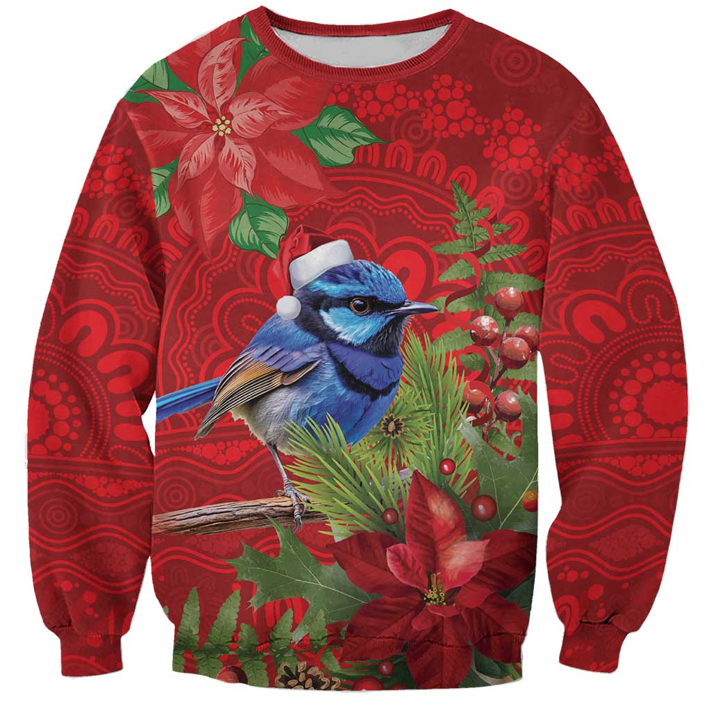Aussie Superb Fairywren Bird Sweatshirt Aboriginal Inspired Christmas - Aussie Hoodie