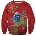 Aussie Superb Fairywren Bird Sweatshirt Aboriginal Inspired Christmas - Aussie Hoodie