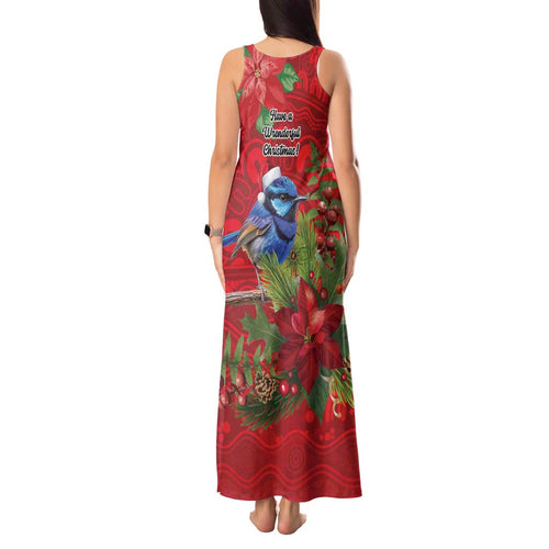 Aussie Superb Fairywren Bird Tank Maxi Dress Aboriginal Inspired Christmas - Aussie Hoodie