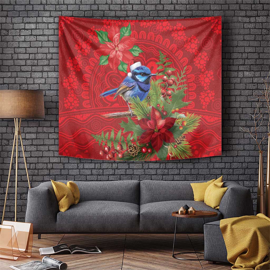 Aussie Superb Fairywren Bird Tapestry Aboriginal Inspired Christmas - Aussie Hoodie