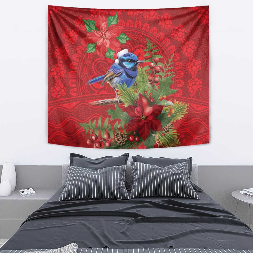 Aussie Superb Fairywren Bird Tapestry Aboriginal Inspired Christmas - Aussie Hoodie