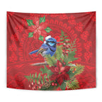 Aussie Superb Fairywren Bird Tapestry Aboriginal Inspired Christmas - Aussie Hoodie