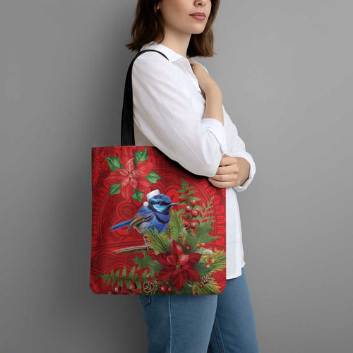 Aussie Superb Fairywren Bird Tote Bag Aboriginal Inspired Christmas - Aussie Hoodie