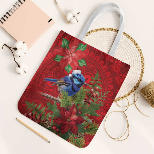 Aussie Superb Fairywren Bird Tote Bag Aboriginal Inspired Christmas - Aussie Hoodie