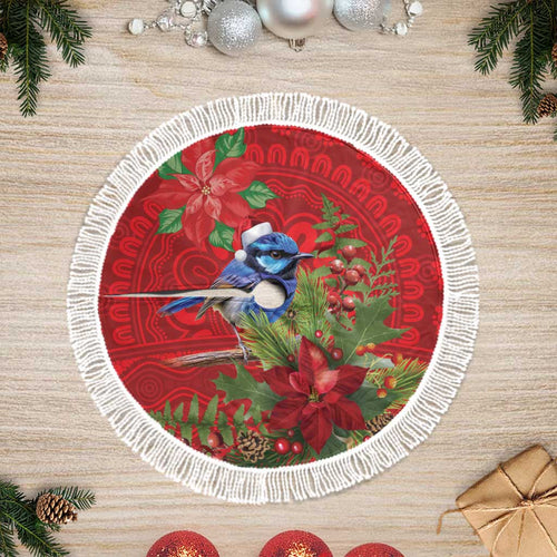 Aussie Superb Fairywren Bird Tree Skirt Aboriginal Inspired Christmas - Aussie Hoodie