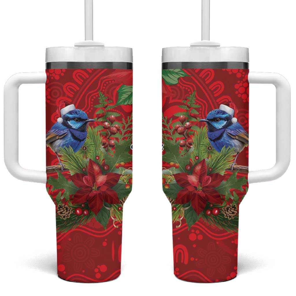 Aussie Superb Fairywren Bird Tumbler With Handle Aboriginal Inspired Christmas - Aussie Hoodie