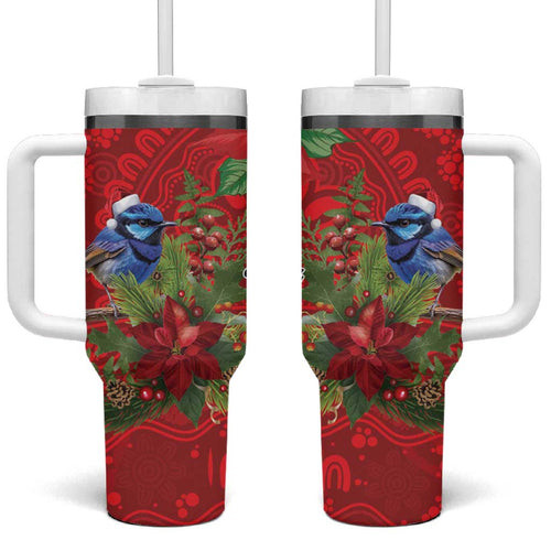 Aussie Superb Fairywren Bird Tumbler With Handle Aboriginal Inspired Christmas - Aussie Hoodie