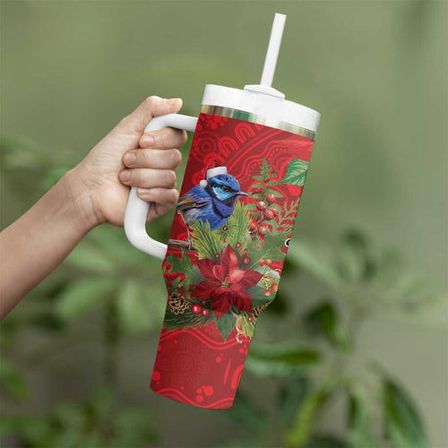 Aussie Superb Fairywren Bird Tumbler With Handle Aboriginal Inspired Christmas - Aussie Hoodie