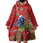 Aussie Superb Fairywren Bird Wearable Blanket Hoodie Aboriginal Inspired Christmas - Aussie Hoodie