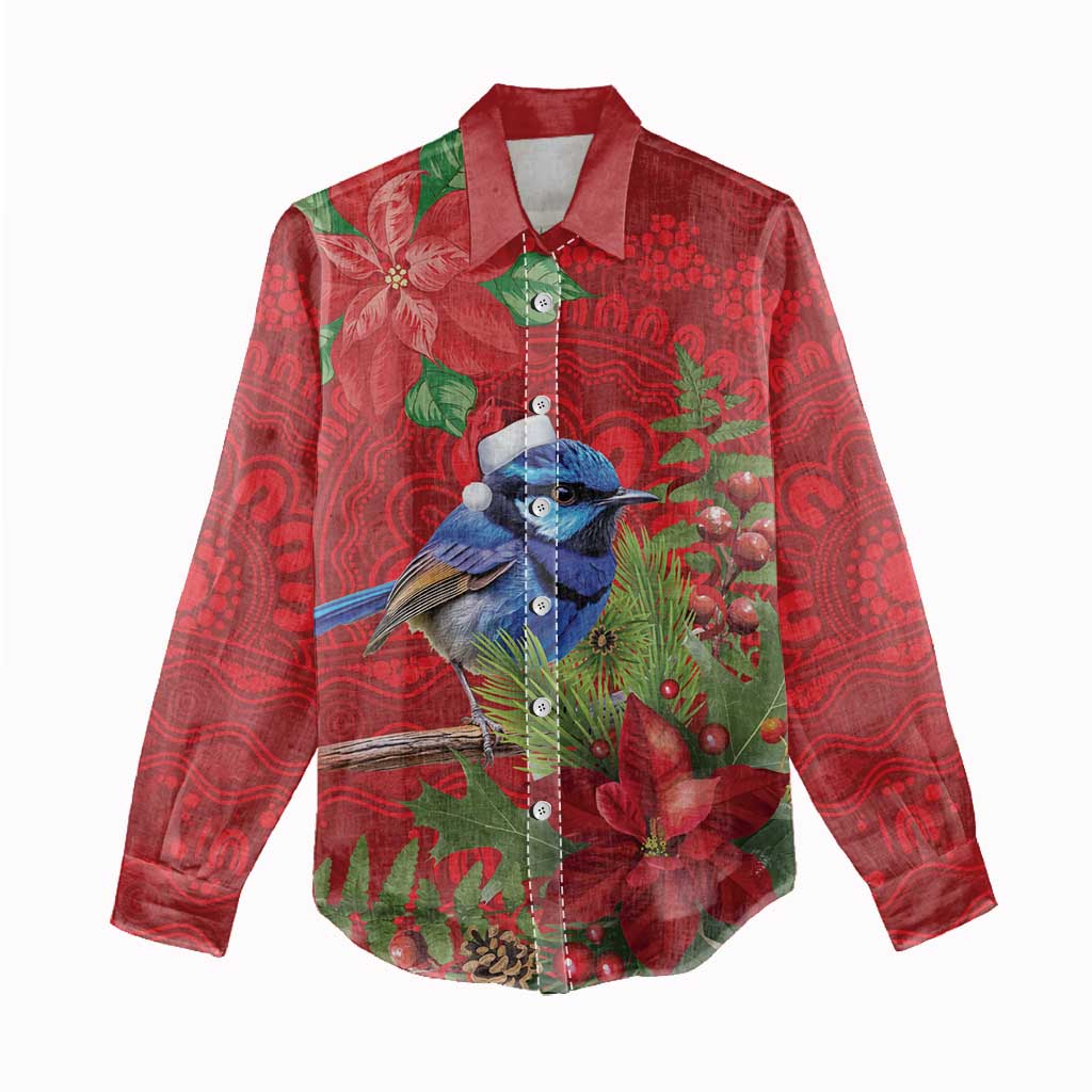 Aussie Superb Fairywren Bird Women Casual Shirt Aboriginal Inspired Christmas - Aussie Hoodie
