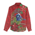 Aussie Superb Fairywren Bird Women Casual Shirt Aboriginal Inspired Christmas - Aussie Hoodie