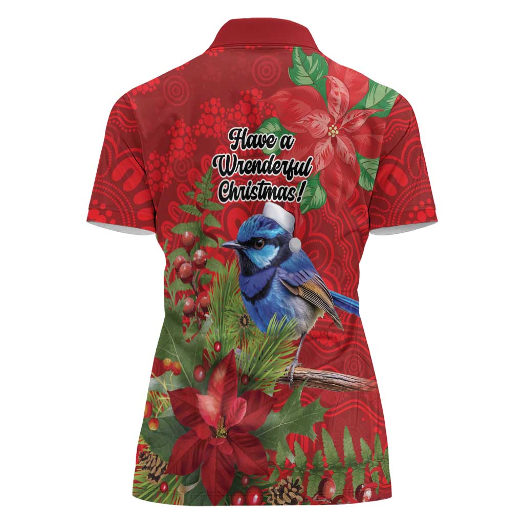 Aussie Superb Fairywren Bird Women Polo Shirt Aboriginal Inspired Christmas - Aussie Hoodie