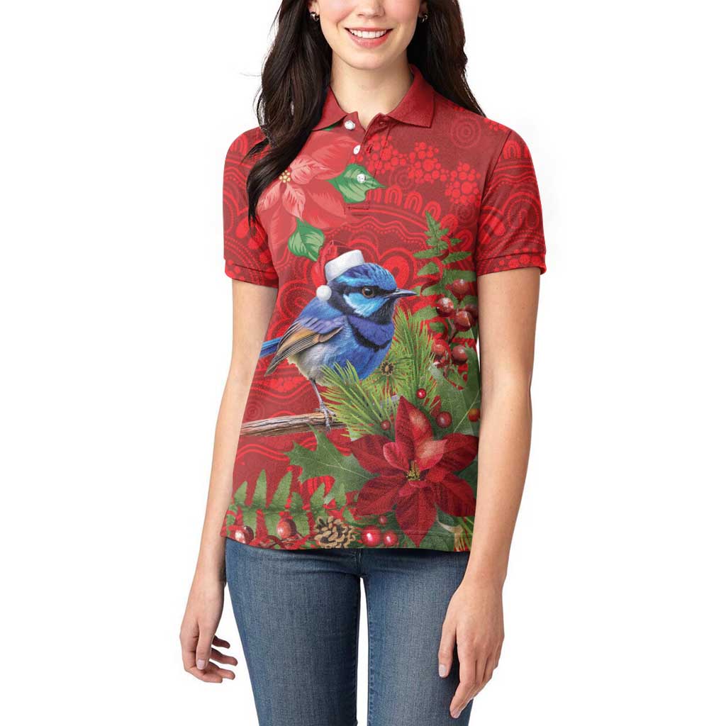 Aussie Superb Fairywren Bird Women Polo Shirt Aboriginal Inspired Christmas - Aussie Hoodie